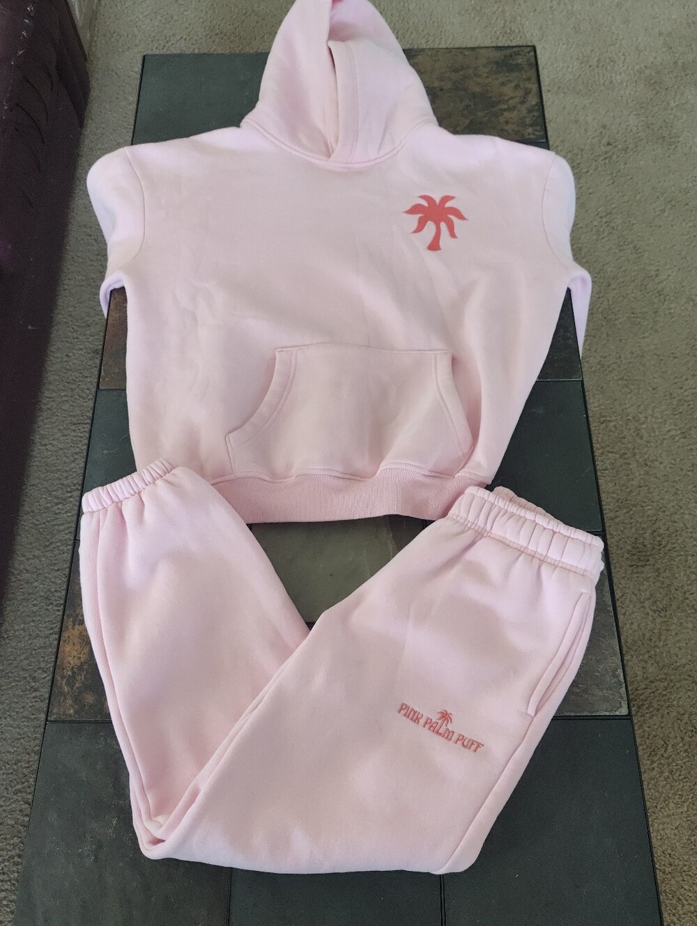Pink Palm Puff "Everything Comes In Waves" Hoodie Size S Hoodie / XS Pants - Picture 6 of 15